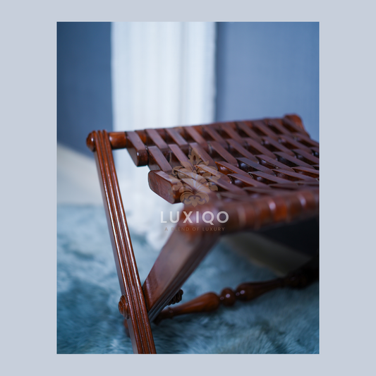 Wooden Shisham (Indian Rosewood) Folding Stool-Premium Quality