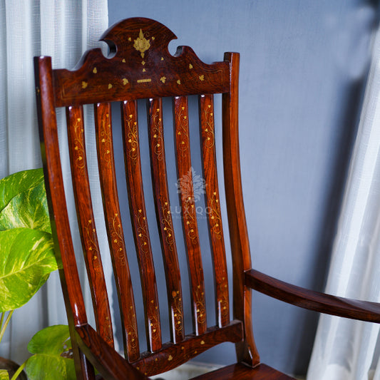 Wooden Brass Shisham (Indian Rosewood) Rocking Chair-Premium Quality
