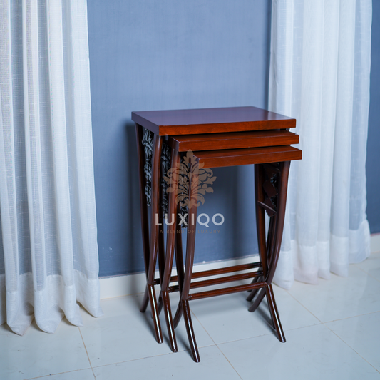 Wooden Shisham (Indian Rosewood) Eclectic Nesting Tables Set-Premium Quality