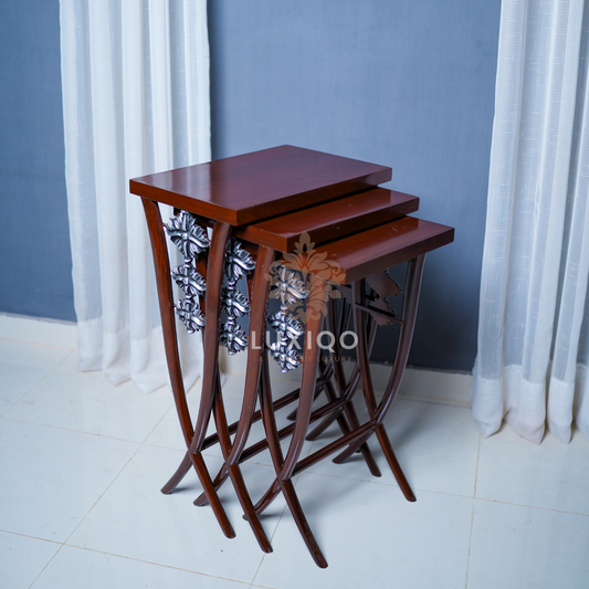 Wooden Shisham (Indian Rosewood) Eclectic Nesting Tables Set-Premium Quality
