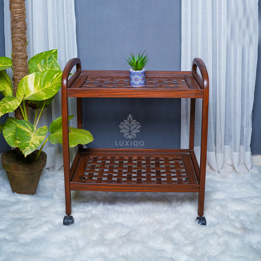 Wooden Shisham (Indian Rosewood) Mat Tea Trolley-Best Quality