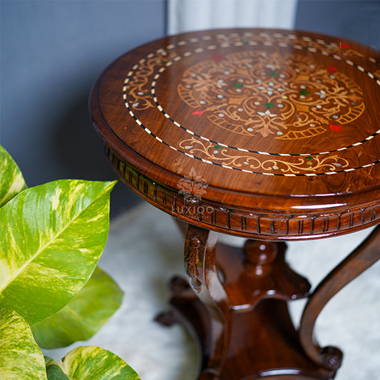 Wooden Shisham (Indian Rosewood) Colour Full Inlay Flower Table-Premium Quality